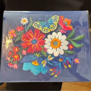 Floral Embroidered Canvas with Butterfly